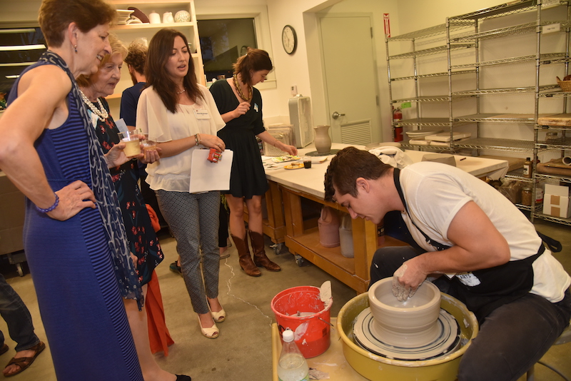Zac Mickelson demonstrates his process for throwing on the wheel