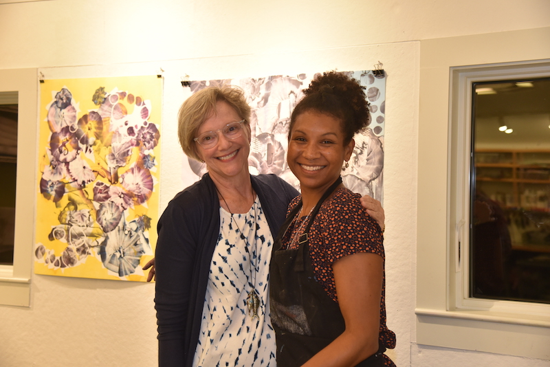Ann Forbush and Cicely Carew during event's printmaking demonstration